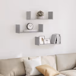 vidaXL Mensole a Muro 2pz Grigio Cemento 58x18x18 cm in Truciolato - Vista aggiuntiva 3