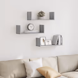vidaXL Mensole a Parete 2pz Grigio Sonoma 58x18x18 cm in Truciolato - Vista aggiuntiva 3