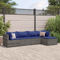 Vidaxl - Set Divani da Giardino 5 pz con Cuscini in Polyrattan Grigio