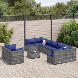 Set Divano da Giardino 10 pz con Cuscini Grigio in Polyrattan Vidaxl