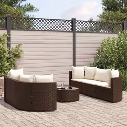 VidaXL Set Divani da Giardino 7 pz con Cuscini Marrone in Polyrattan - Vista aggiuntiva 2