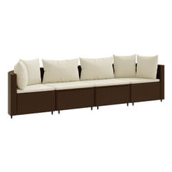 VidaXL Set Divano da Giardino 4 pz con Cuscini Marrone in Polyrattan