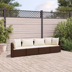 VidaXL Set Divano da Giardino 4 pz con Cuscini Marrone in Polyrattan