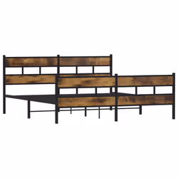 vidaXL Giroletto senza Materaso in Metallo Rovere Fumo 193x203 cm - Vista aggiuntiva 3