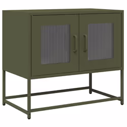 vidaXL Mobile TV Verde Oliva 68x39x60,5cm in Acciaio Laminato a Freddo - Vista aggiuntiva 2