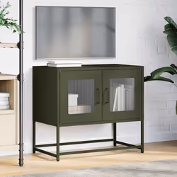 vidaXL Mobile TV Verde Oliva 68x39x60,5cm in Acciaio Laminato a Freddo - Vista aggiuntiva 3