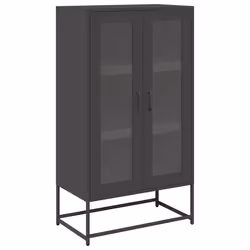 vidaXL Credenza Nera 68x39x123 cm in Acciaio - Vista aggiuntiva 2