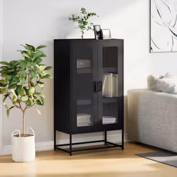 vidaXL Credenza Nera 68x39x123 cm in Acciaio - Vista aggiuntiva 3