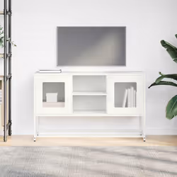 vidaXL Mobile TV Bianco 100,5x39x60,5 cm in Acciaio - Vista aggiuntiva 3