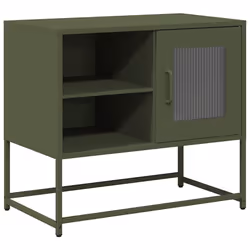 vidaXL Mobile TV Verde Oliva 68x39x60,5 cm in Acciaio - Vista aggiuntiva 2