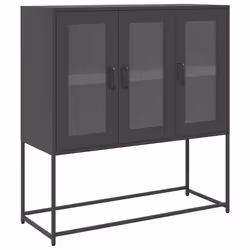 vidaXL Credenza Nera 100,5x39x107 cm in Acciaio Laminato a Freddo - Vista aggiuntiva 2