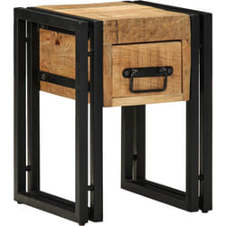 Vidaxl - Tavolino con cassetto nero 30x30x40 cm in legno massello di mango