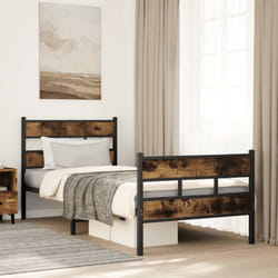 vidaXL Giroletto senza Materasso in Metallo Rovere Fumo 75x190 cm