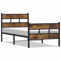 vidaXL Giroletto senza Materaso in Metallo Rovere Fumo 107x203 cm - Vista aggiuntiva 2