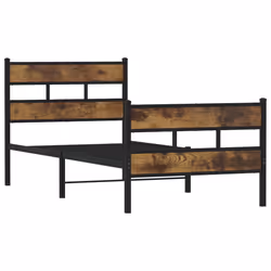 vidaXL Giroletto senza Materaso in Metallo Rovere Fumo 107x203 cm - Vista aggiuntiva 3