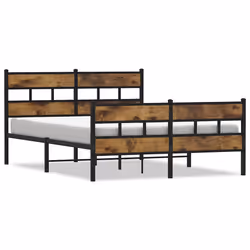 vidaXL Giroletto senza Materaso in Metallo Rovere Fumo 135x190 cm - Vista aggiuntiva 2