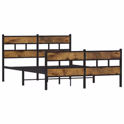 vidaXL Giroletto senza Materaso in Metallo Rovere Fumo 135x190 cm - Vista aggiuntiva 3