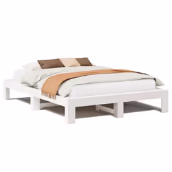 vidaXL Letto senza Materasso Bianco 140x190 cm Legno Massello di Pino - Vista aggiuntiva 2
