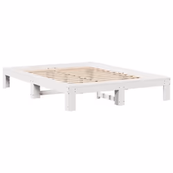 vidaXL Letto senza Materasso Bianco 140x190 cm Legno Massello di Pino - Vista aggiuntiva 3
