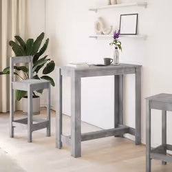 vidaXL Tavolo da Bar Grigio Cemento 102x50x103,5 cm Legno Multistrato - Vista aggiuntiva 3