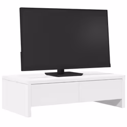 vidaXL Supporto Monitor con Cassetti Bianco 50x27x15 cm in Truciolato - Vista aggiuntiva 3