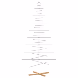 vidaXL Albero di Natale in Metallo con Base in Legno Nero 210 cm - Vista aggiuntiva 2
