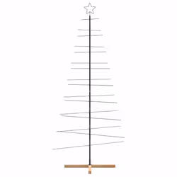 vidaXL Albero di Natale in Metallo con Base in Legno Nero 210 cm - Vista aggiuntiva 3