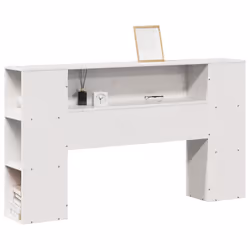 vidaXL Testiera con Ripiani Bianca 140 cm in Legno Massello di Pino - Vista aggiuntiva 2