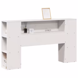 vidaXL Testiera con Ripiani Bianca 120 cm in Legno Massello di Pino - Vista aggiuntiva 2
