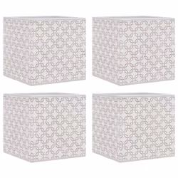vidaXL Scatole Portaoggetti 4 pz Crema 32x32x32 cm Tessuto non Tessuto - Vista aggiuntiva 2