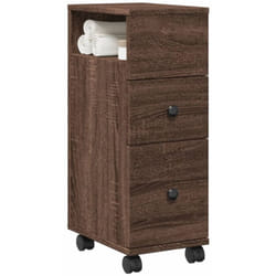 Mobile da Bagno Stretto con Ruote Rovere Marrone in Truciolato Vidaxl 445320