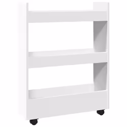 vidaXL Carrello portaoggetti stretto a 3 ripiani bianco in legno ingegnerizzato - Vista aggiuntiva 2