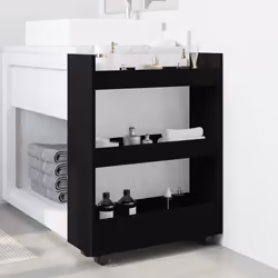 vidaXL Carrello Portaoggetti Stretto a 3 Livelli Nero in Truciolato - Vista aggiuntiva 3