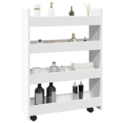 vidaXL Carrello portaoggetti stretto a 4 ripiani bianco in legno ingegnerizzato