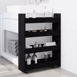 vidaXL Carrello Portaoggetti Stretto a 4 Livelli Nero in Truciolato - Vista aggiuntiva 3