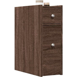 vidaXL Armadietto da Bagno Stretto con Ruote Rovere Marrone Truciolato