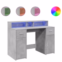 vidaXL Scrivania con Luci LED Grigio Cemento 120x55x91 cm Multistrato - Vista aggiuntiva 2