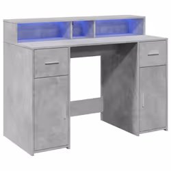 vidaXL Scrivania con Luci LED Grigio Cemento 120x55x91 cm Multistrato - Vista aggiuntiva 3