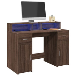 vidaXL Scrivania con Luci LED Marrone Rovere 120x55x91 cm Multistrato