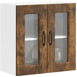 Pensile da Cucina con Porta in Vetro Kalmar Rovere Fumo Vidaxl 253921