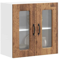 Pensile da Cucina con Porta in Vetro Kalmar Legno Vecchio Vidaxl 135797