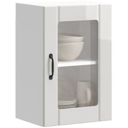 Pensile da Cucina con Porta in Vetro Lucca Bianco Lucido Vidaxl 611587