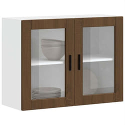 Pensile da Cucina con Porta in Vetro Porto Rovere Marrone Vidaxl 411936