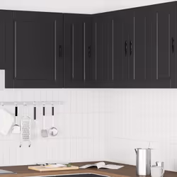 vidaXL Pensile da Cucina ad Angolo Porto Nero in Legno Multistrato - Vista aggiuntiva 3