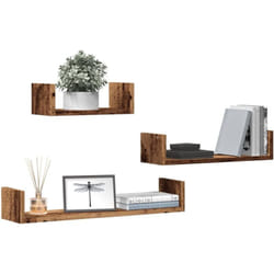 Mensole a Parete 3pz Legno Antico in Legno Multistrato Vidaxl 776051