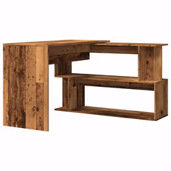 vidaXL Scrivania ad Angolo Legno Vecchio 200,5x50x76 cm Truciolato - Vista aggiuntiva 2