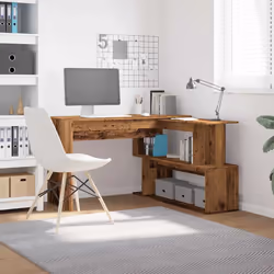 vidaXL Scrivania ad Angolo Legno Vecchio 200,5x50x76 cm Truciolato - Vista aggiuntiva 3