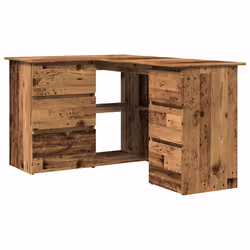 vidaXL Scrivania ad Angolo Legno Vecchio 145x100x76 cm Truciolato - Vista aggiuntiva 2