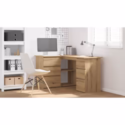 vidaXL Scrivania Angolo Rovere Artigianale 145x100x76 cm Truciolato - Vista aggiuntiva 3