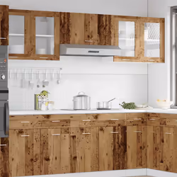 vidaXL Mobile Pensile con Vetro “Lyon” Legno Antico 80x31x60 cm - Vista aggiuntiva 3